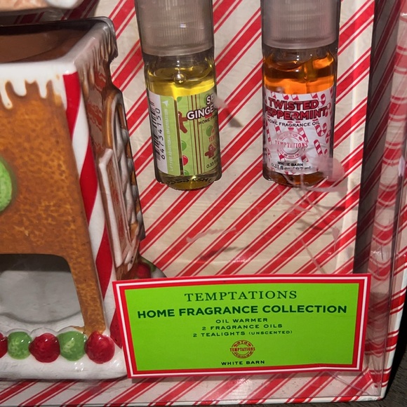 White Barn Candle Oil Burner Christmas Gingerbread House & Oils Luminary Rare - Picture 4 of 5